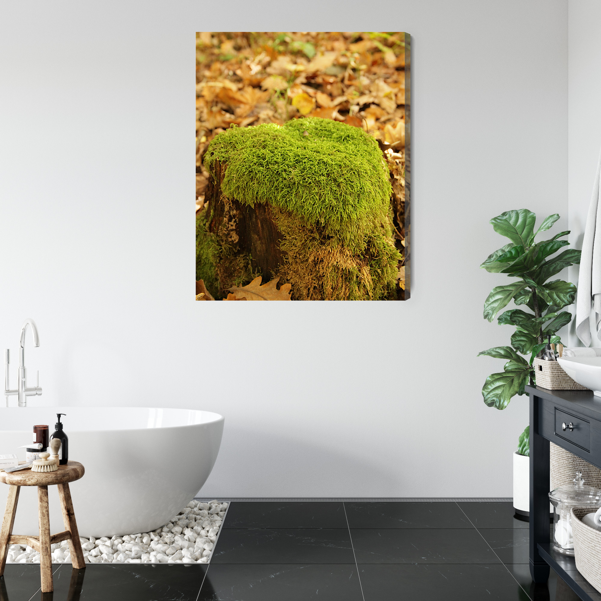Natural Canvas Print: Moss on a Stump – for living room & bedroom - Image 6