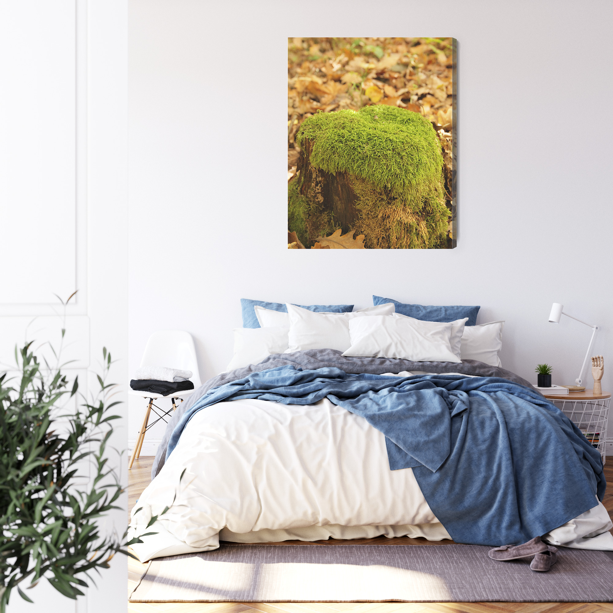Natural Canvas Print: Moss on a Stump – for living room & bedroom - Image 4