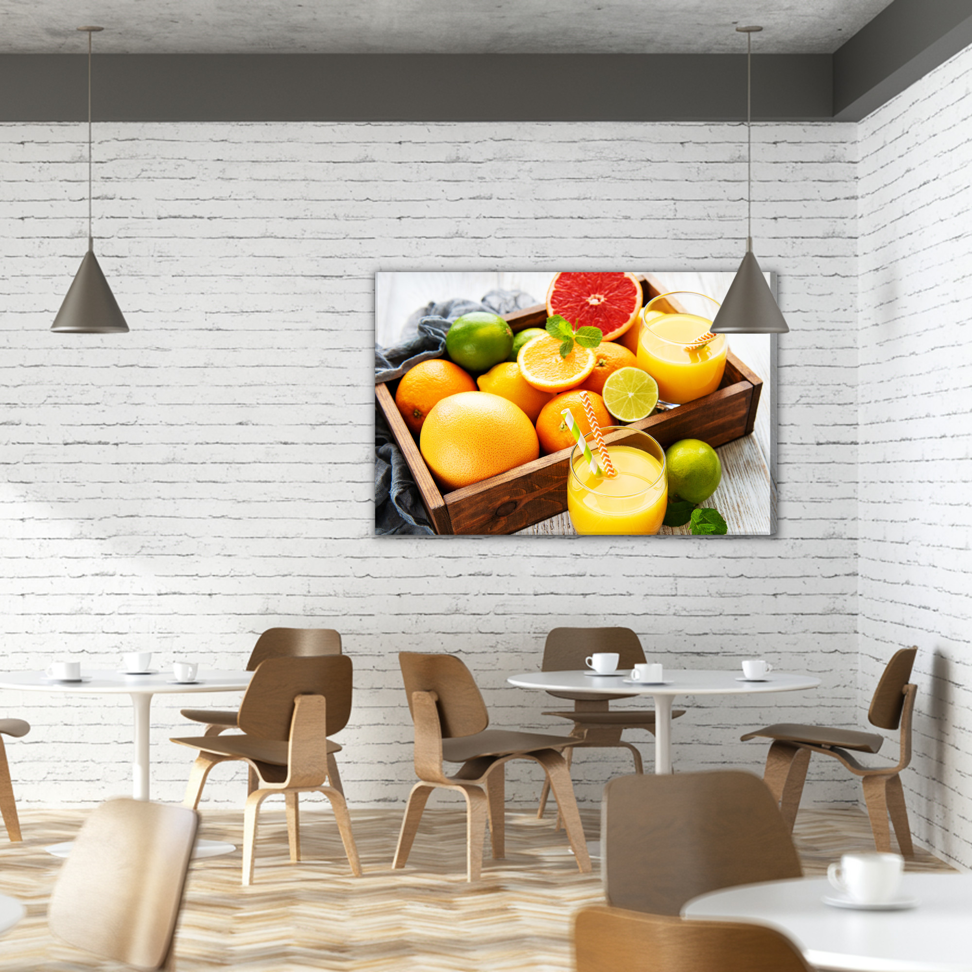 Juicy Citrus in a Wooden Crate – Colourful Canvas Print for the Kitchen - Image 3