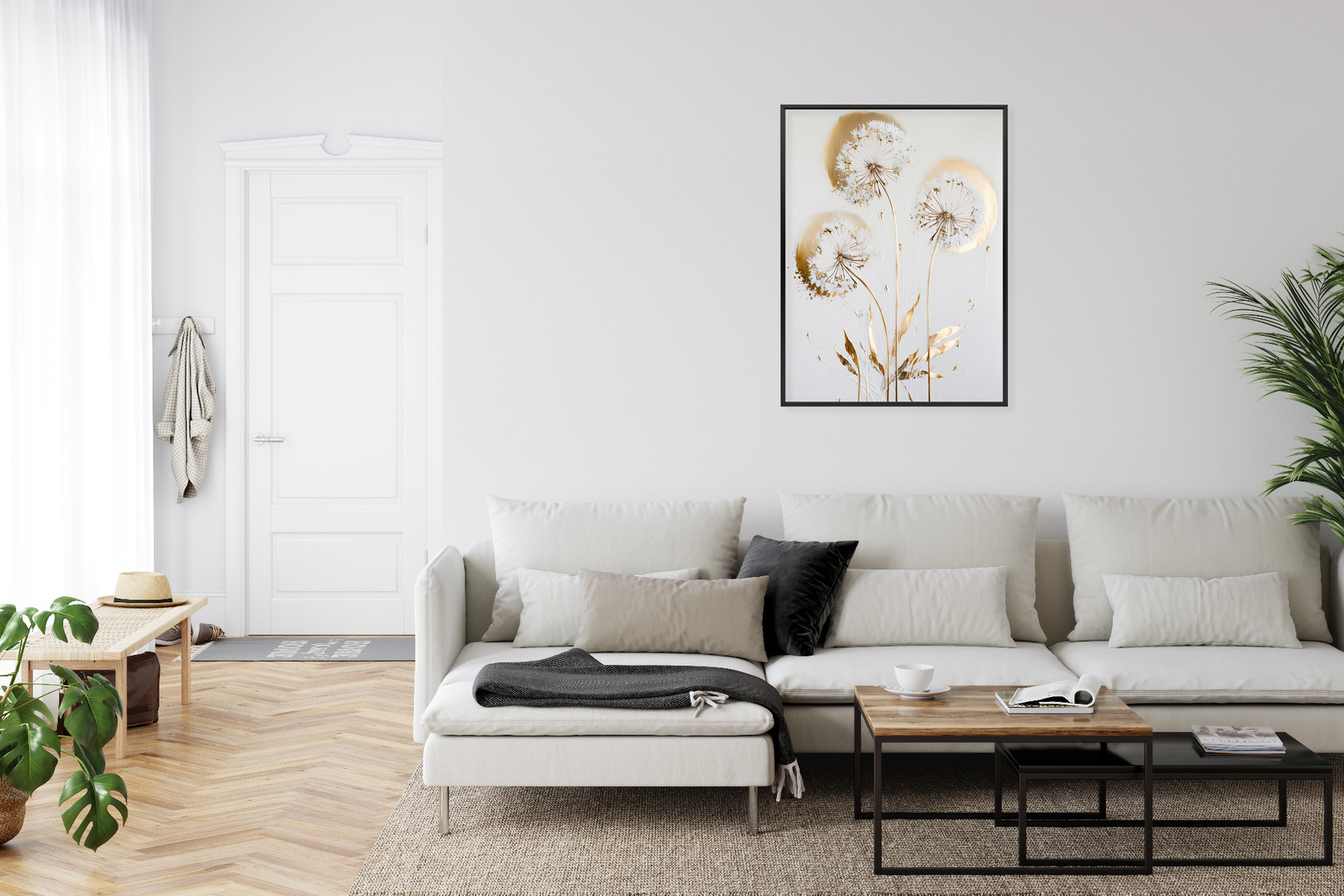 Plakat złote dmuchawce glamour z efektem światła - obrazek 5