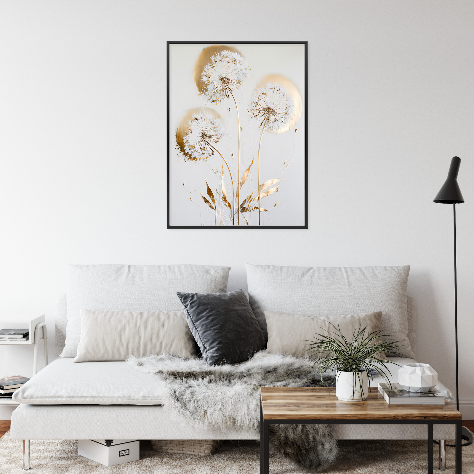 Plakat złote dmuchawce glamour z efektem światła - obrazek 3