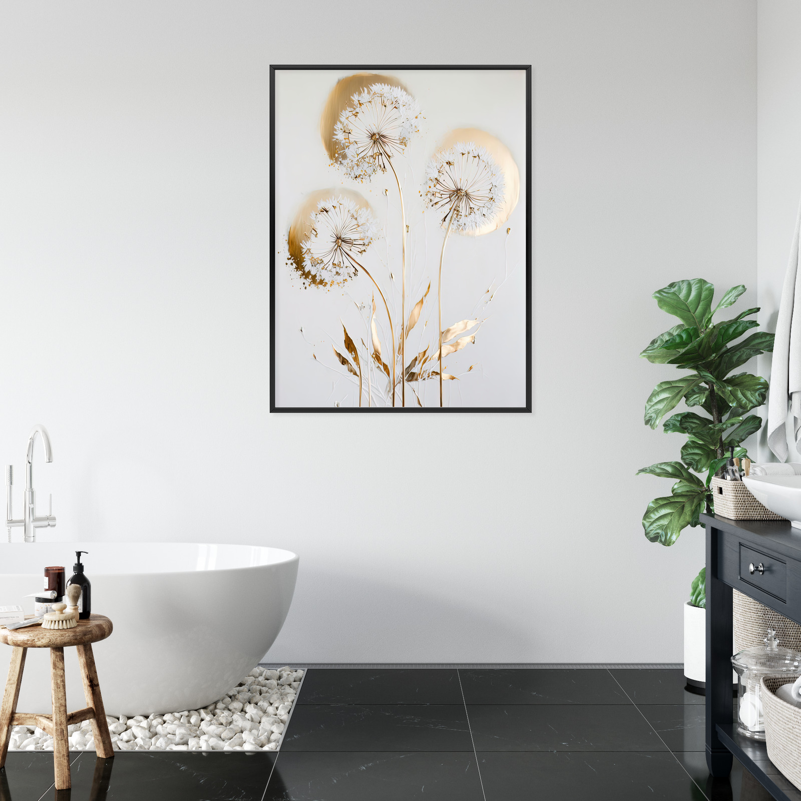 Plakat złote dmuchawce glamour z efektem światła - obrazek 4