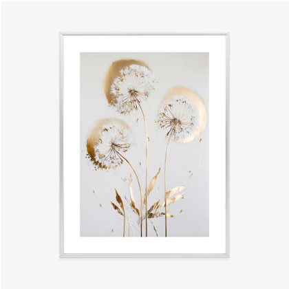 Golden Dandelions Glamour Poster with Light Effect