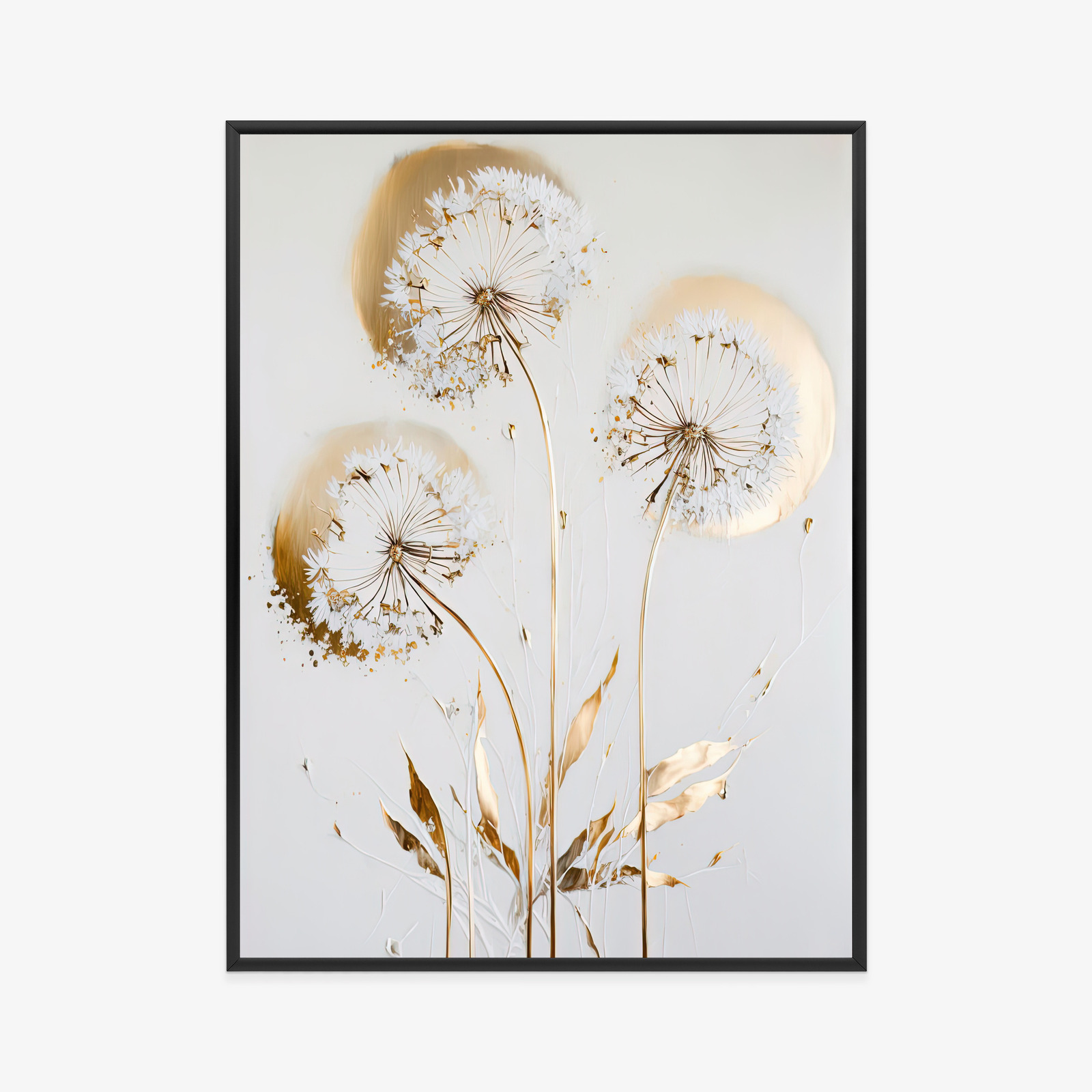 Plakat Złote Mniszki Lekarskie Na Jasnym Tle Rama Aluminiowa Kolor Czarny