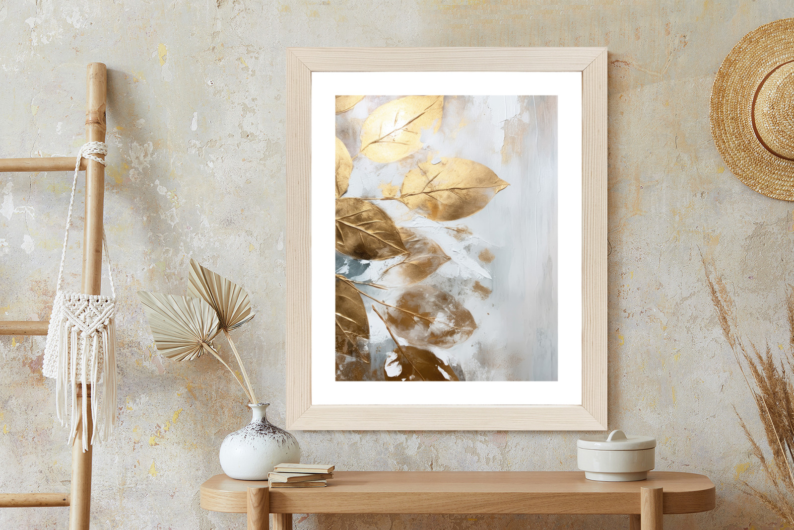 Glamour Golden Leaves Poster on a Light Background - Image 5