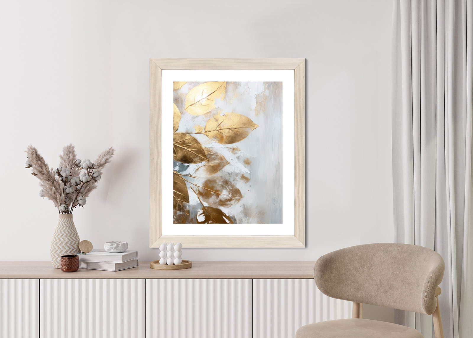 Glamour Golden Leaves Poster on a Light Background - Image 4