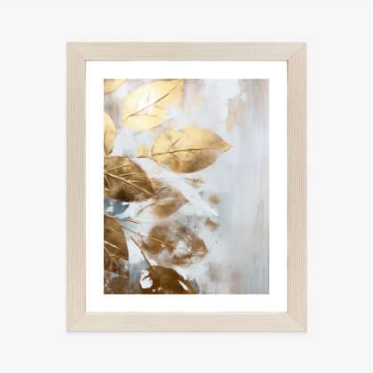 Glamour Golden Leaves Poster on a Light Background