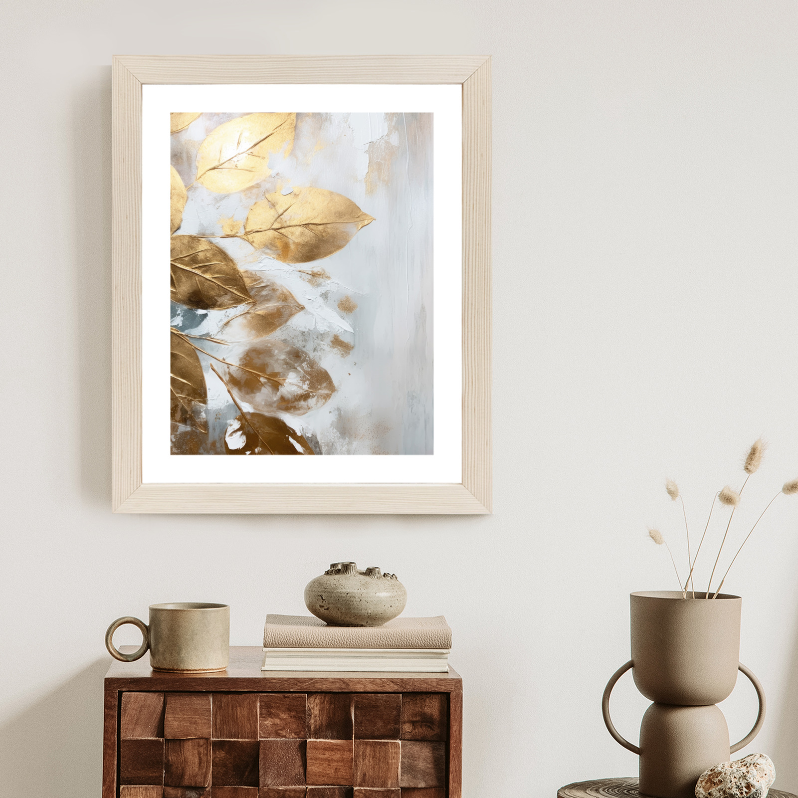 Glamour Golden Leaves Poster on a Light Background - Image 2