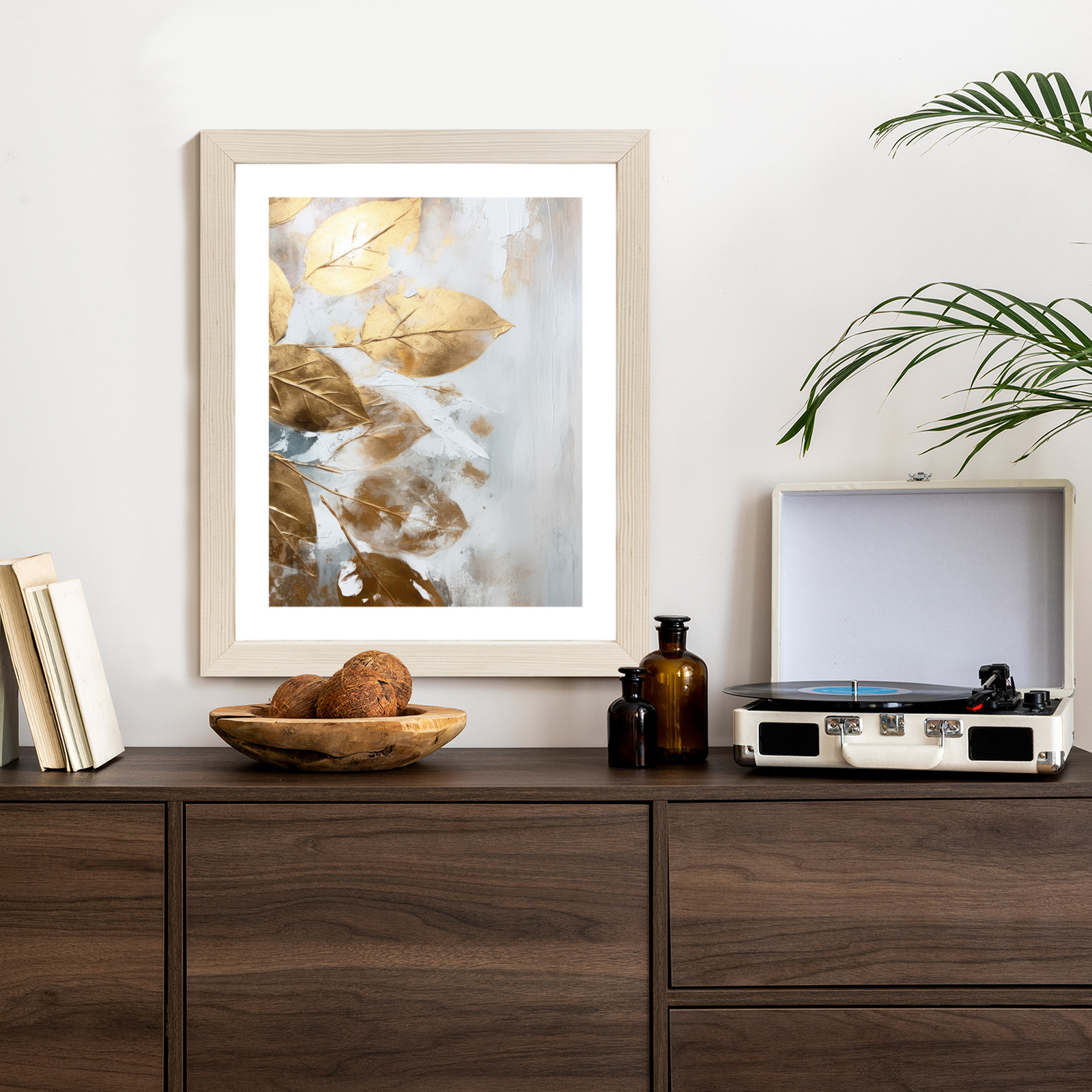 Glamour Golden Leaves Poster on a Light Background - Image 3