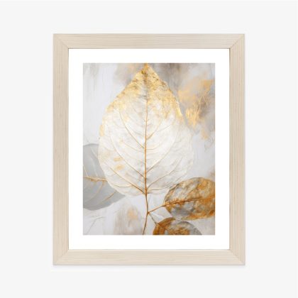 Glamour Golden Leaf Poster in Light Beige Tones