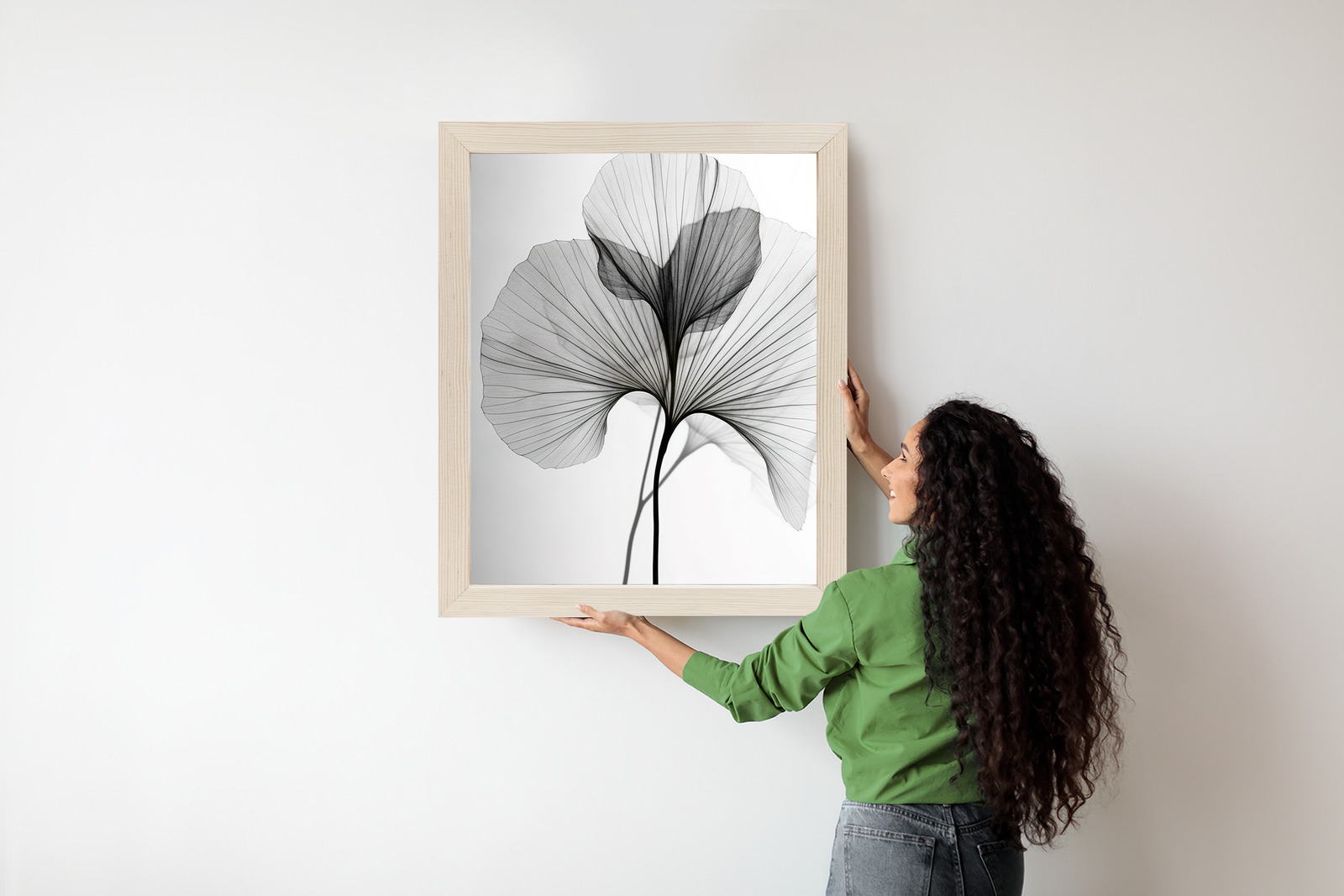 Minimalistický plakát černobílý list ginkgo - Image 6