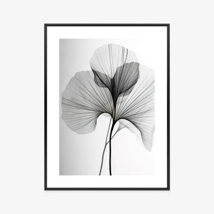 Minimalist Black and White Ginkgo Leaf Poster