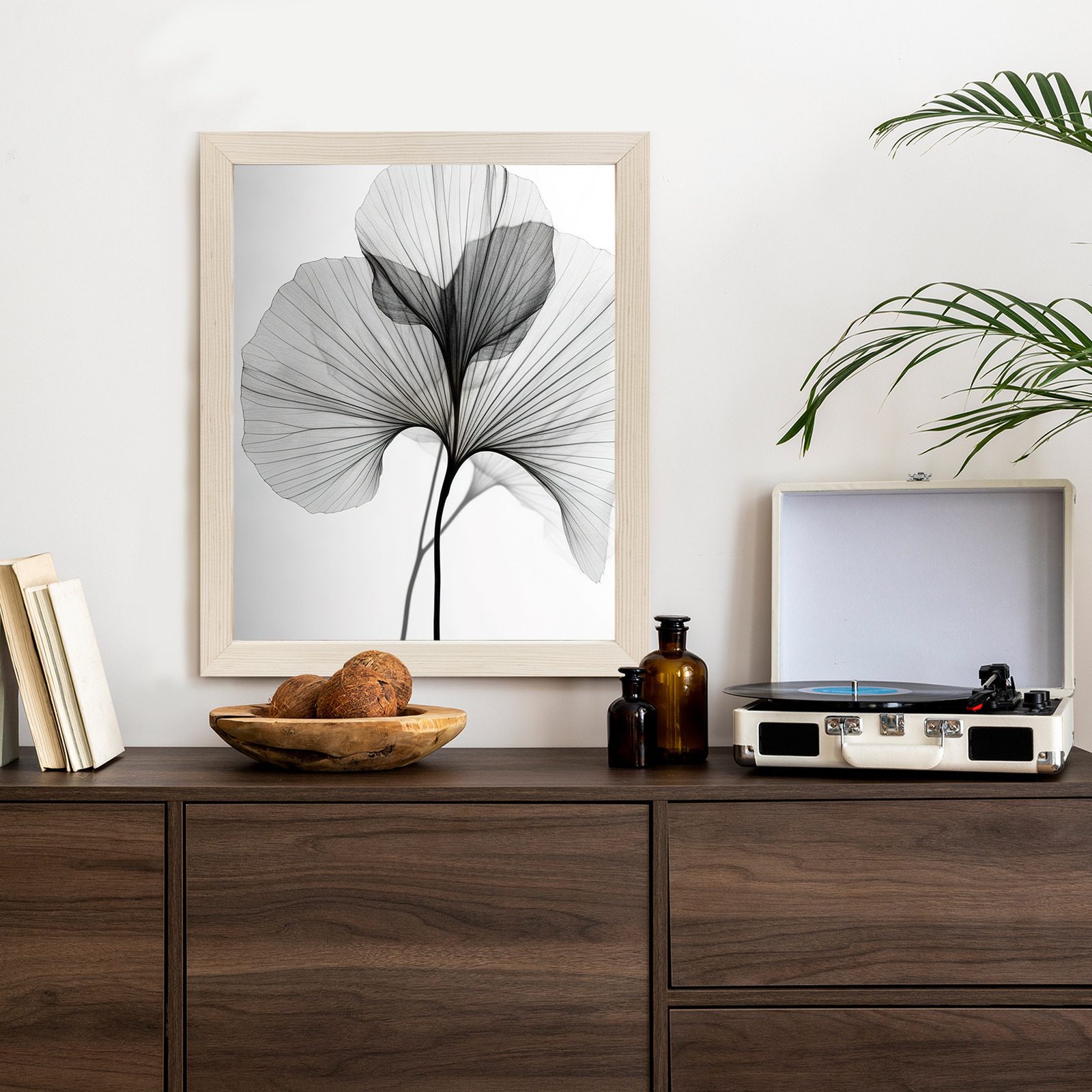 Minimalistický plakát černobílý list ginkgo - Image 3