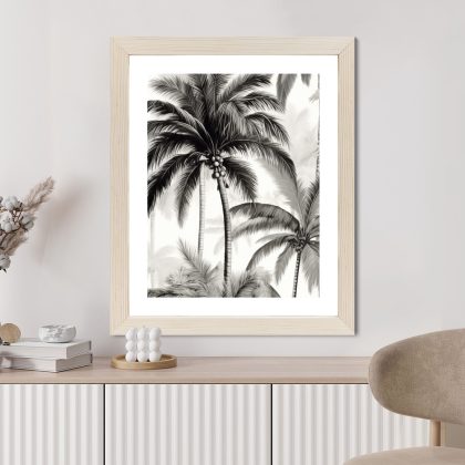 Tropical Palms in Black and White Poster