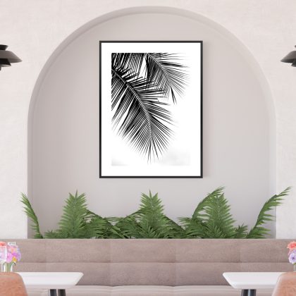 Black and White Palm Leaves Poster