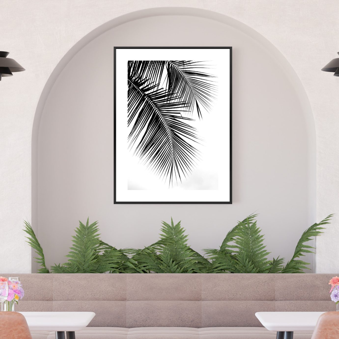 Black and White Palm Leaves Poster
