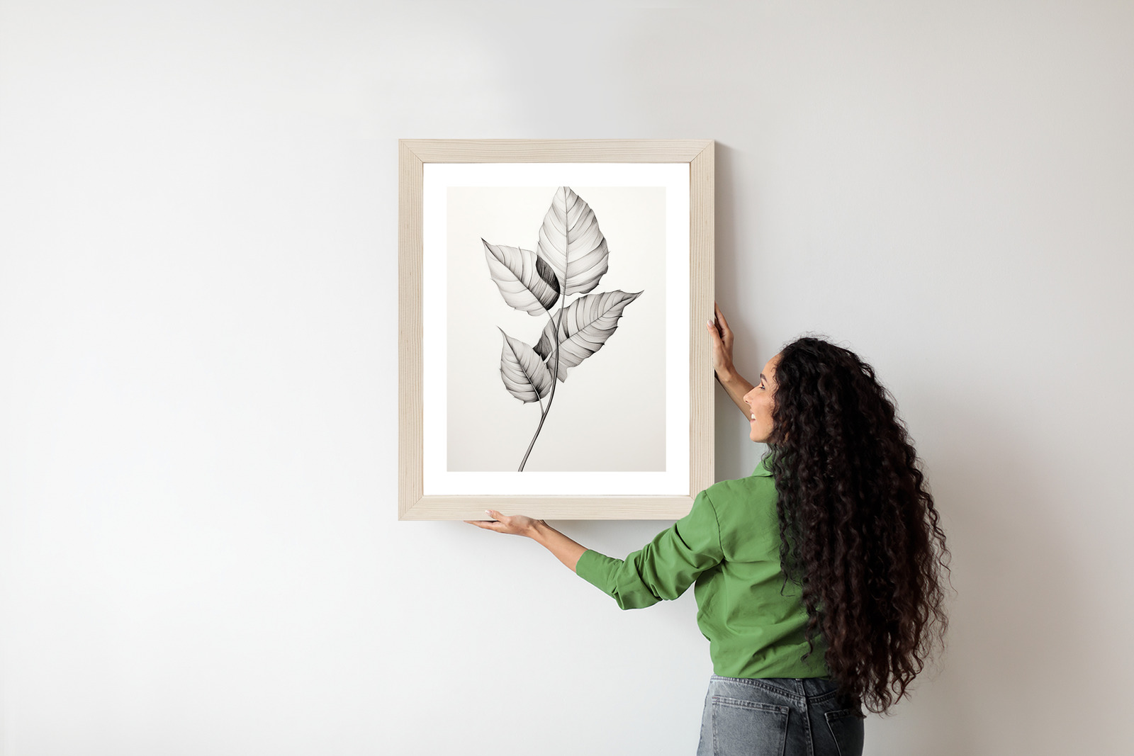 Black and white leaf drawing poster, style and harmony - Image 6