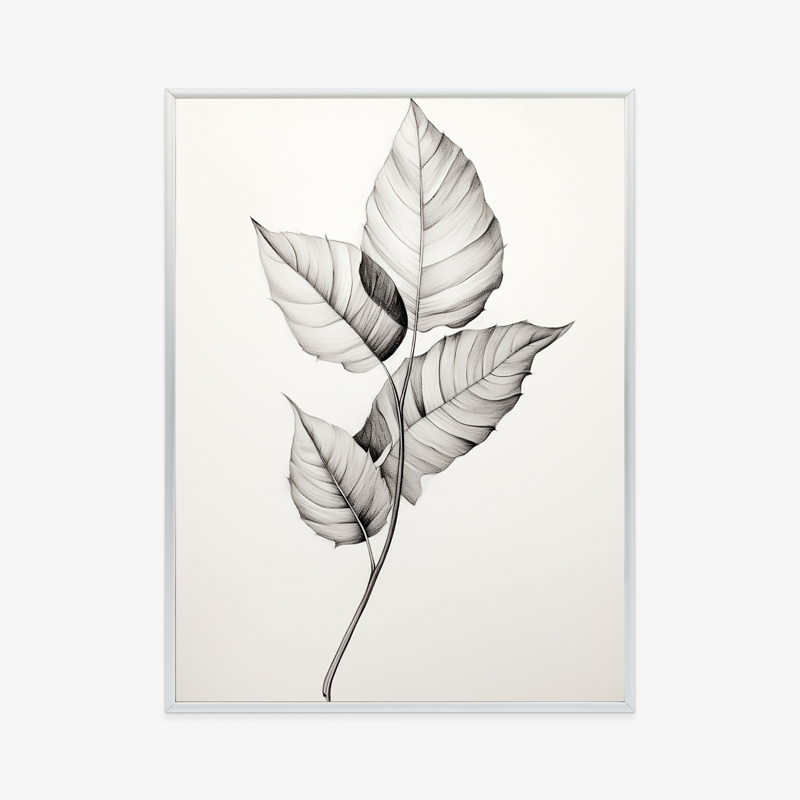 Black and white leaf drawing poster, style and harmony - Image 8
