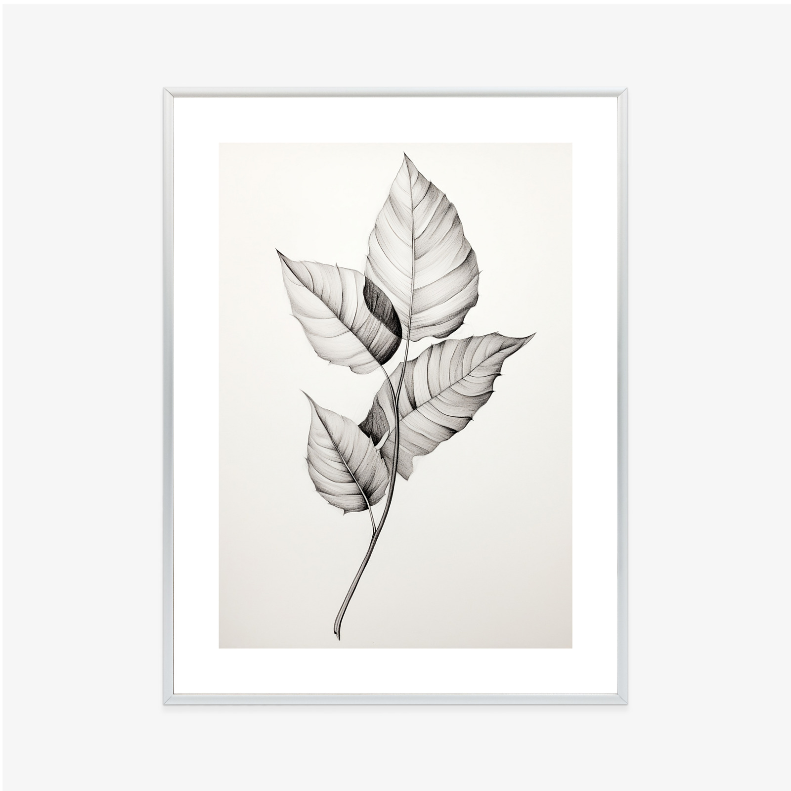 Black and white leaf drawing poster, style and harmony - Image 10