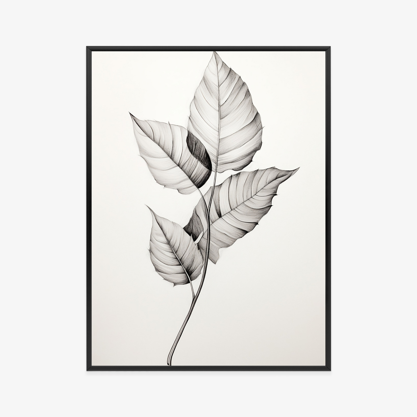 Black and white leaf drawing poster, style and harmony - Image 7