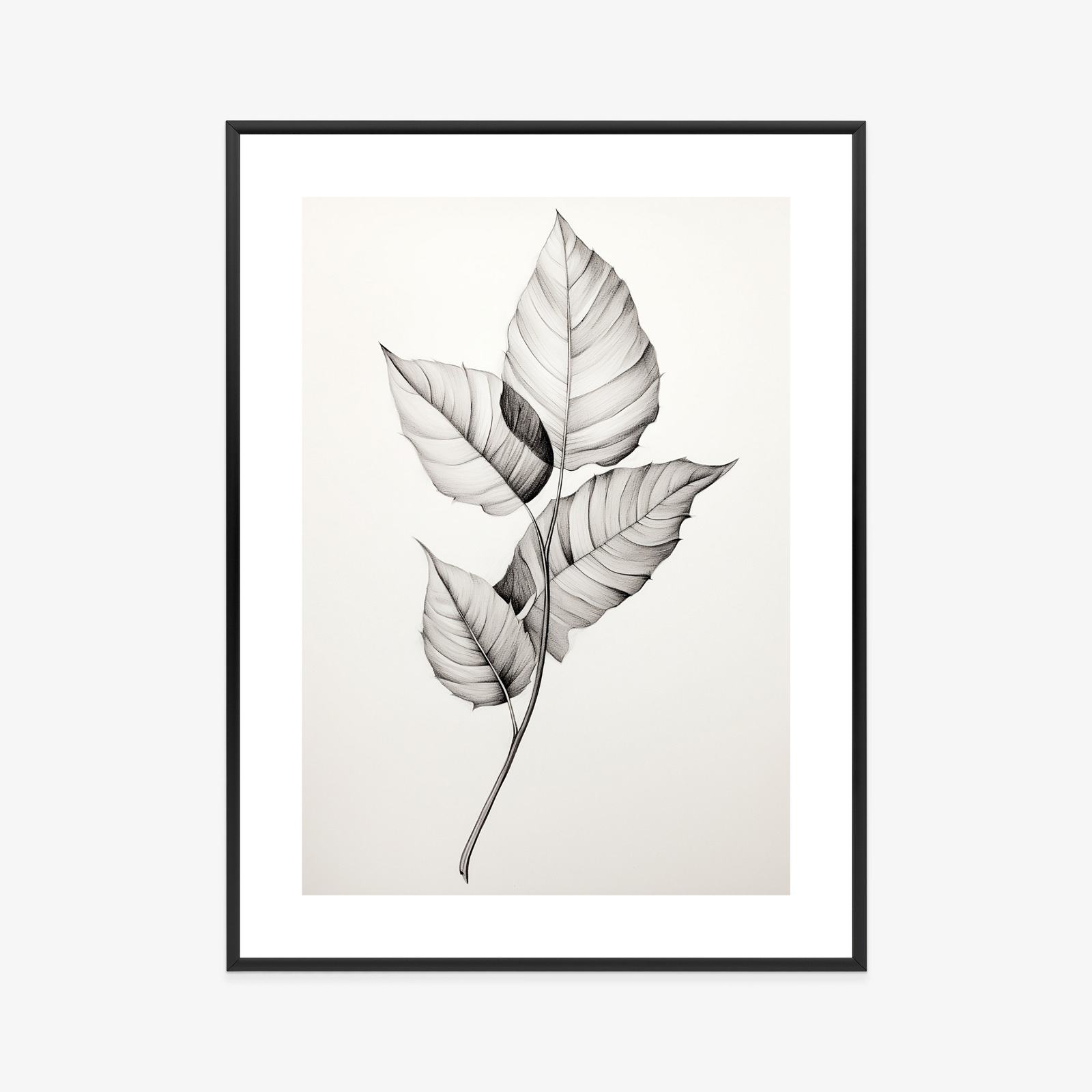 Black and white leaf drawing poster, style and harmony - Image 9