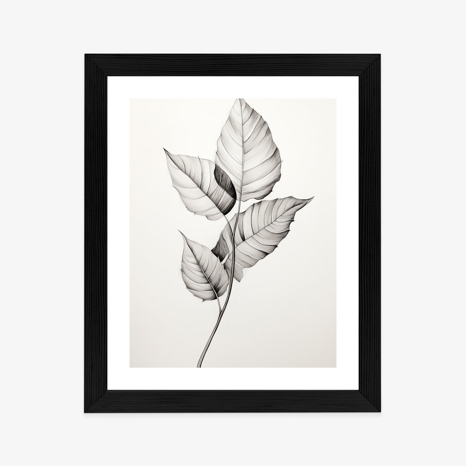 Black and white leaf drawing poster, style and harmony - Image 14