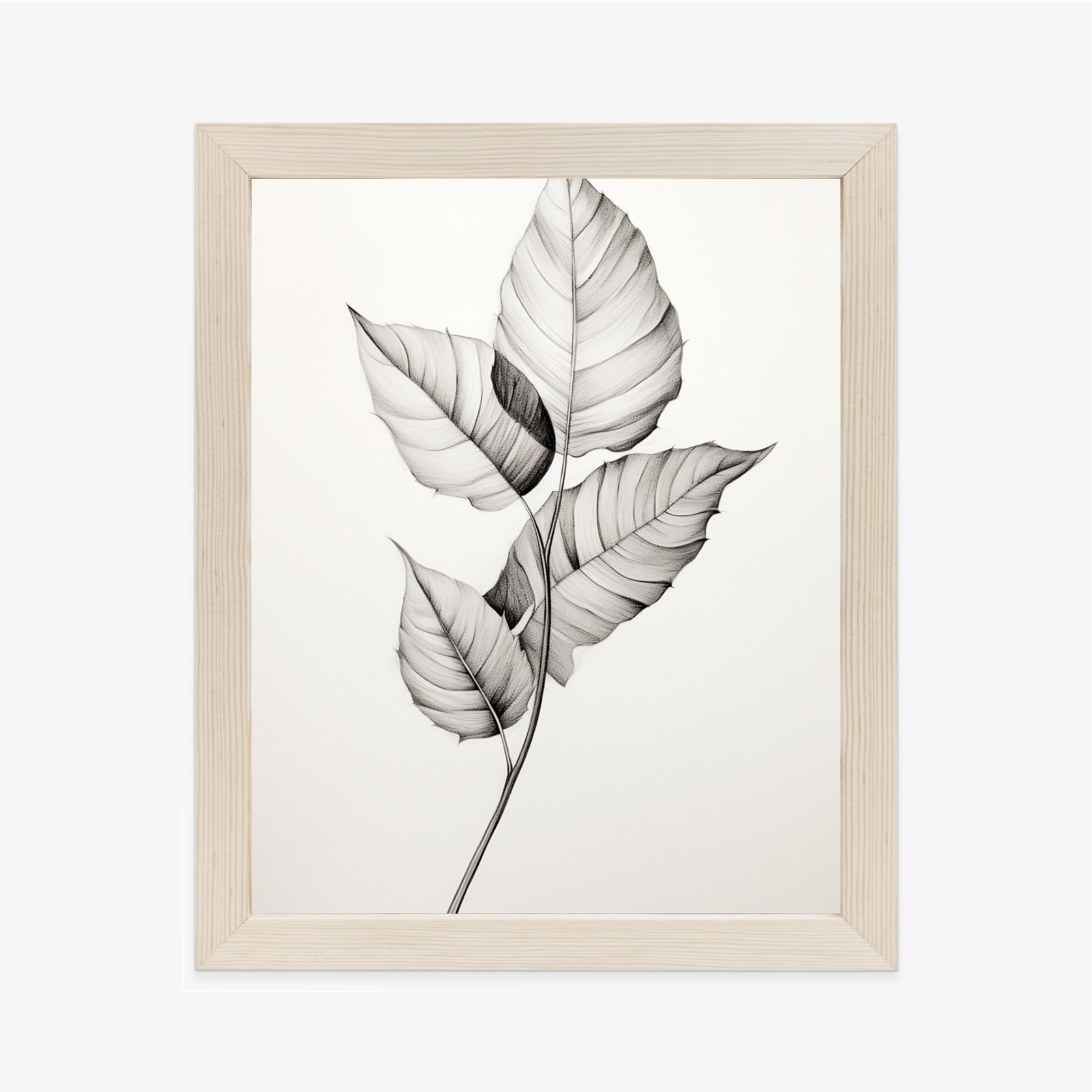 Black and white leaf drawing poster, style and harmony - Image 15