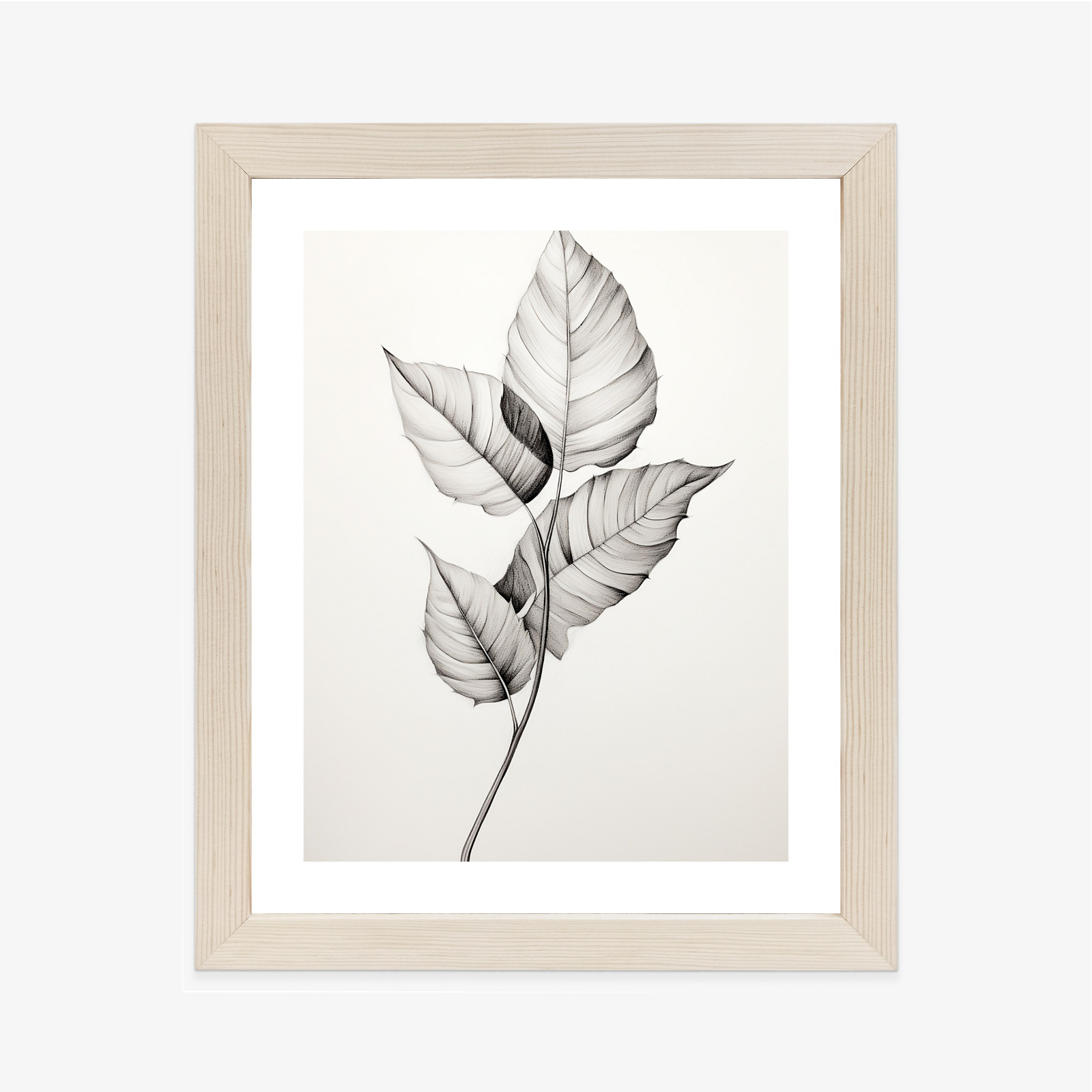 Black and white leaf drawing poster, style and harmony