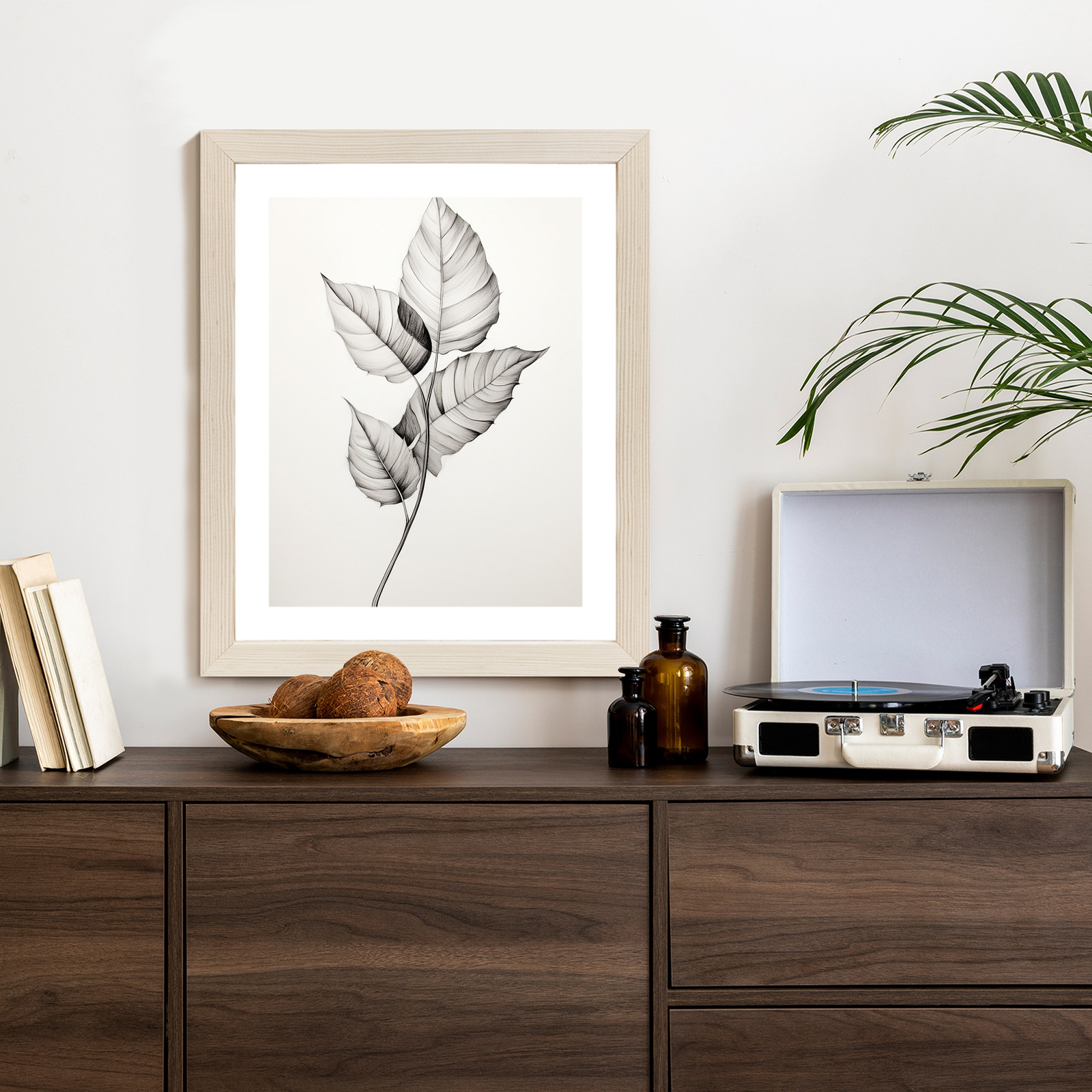Black and white leaf drawing poster, style and harmony - Image 3