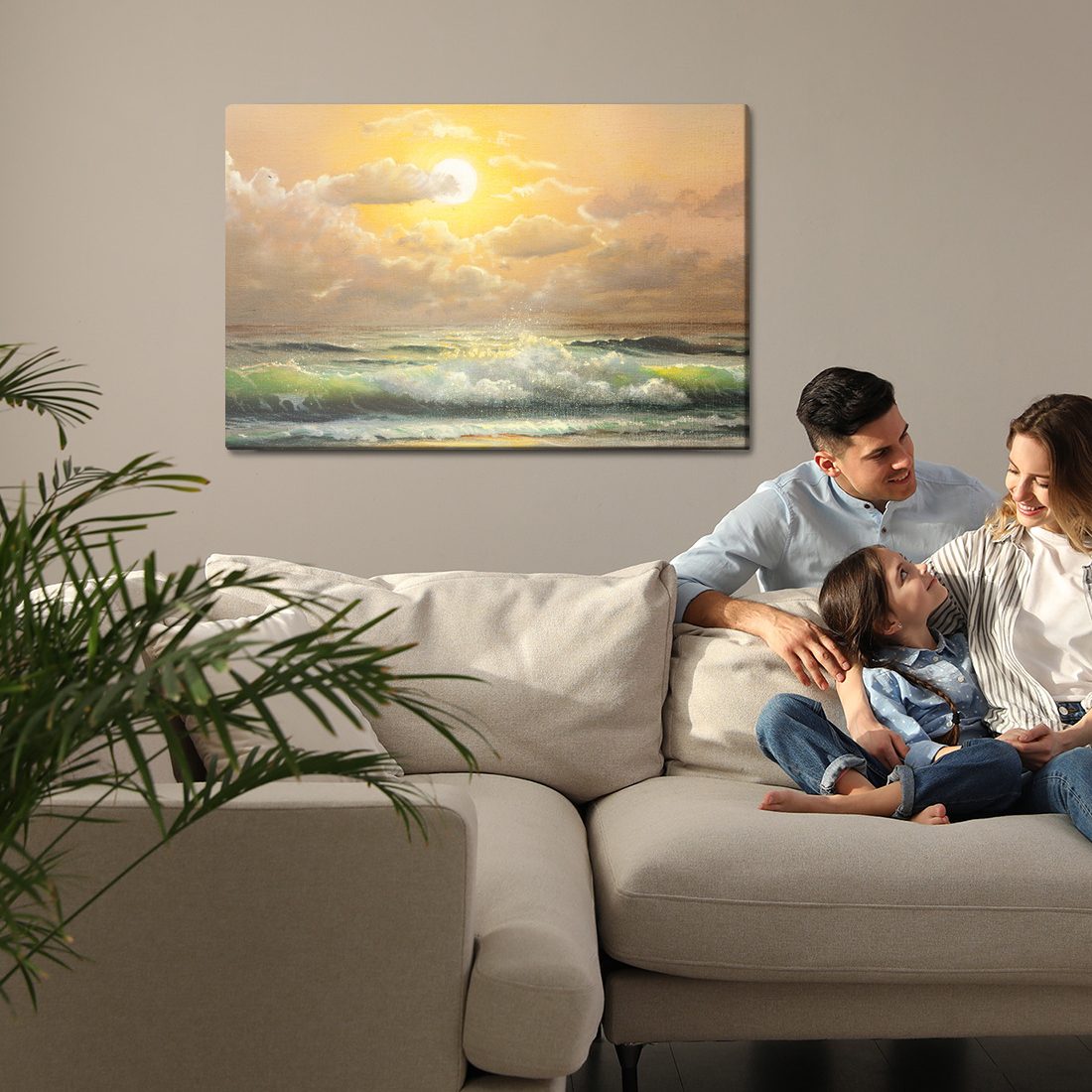 Canvas print Golden sunset over the sea