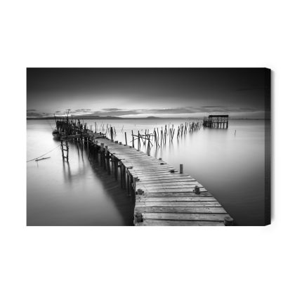 Canvas Print Black and White Pier Over Water