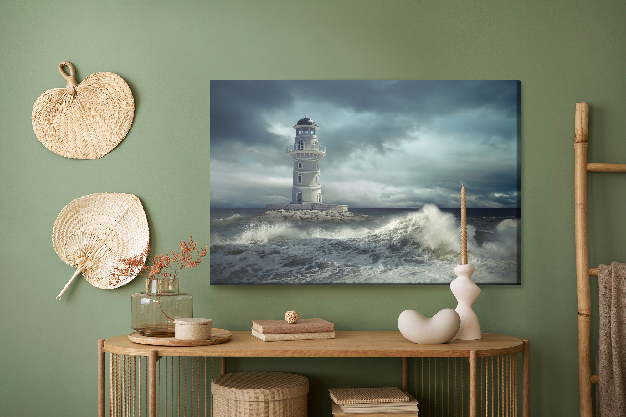 Canvas print Lighthouse in a stormy sea - Image 5