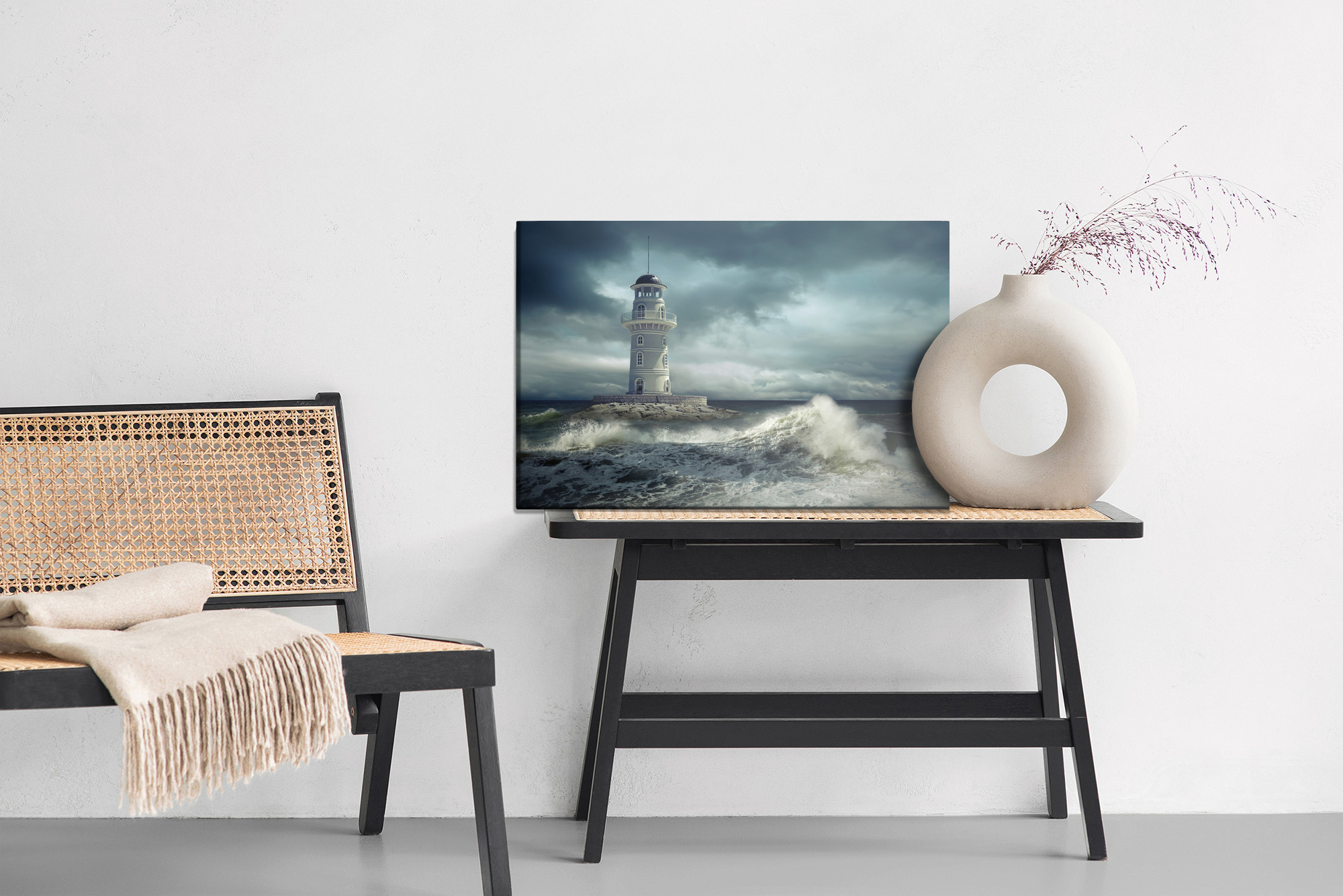 Canvas print Lighthouse in a stormy sea - Image 6