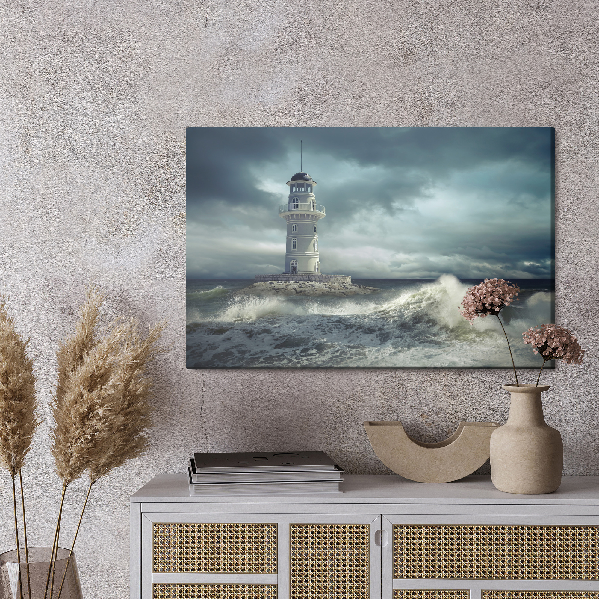 Canvas print Lighthouse in a stormy sea - Image 3