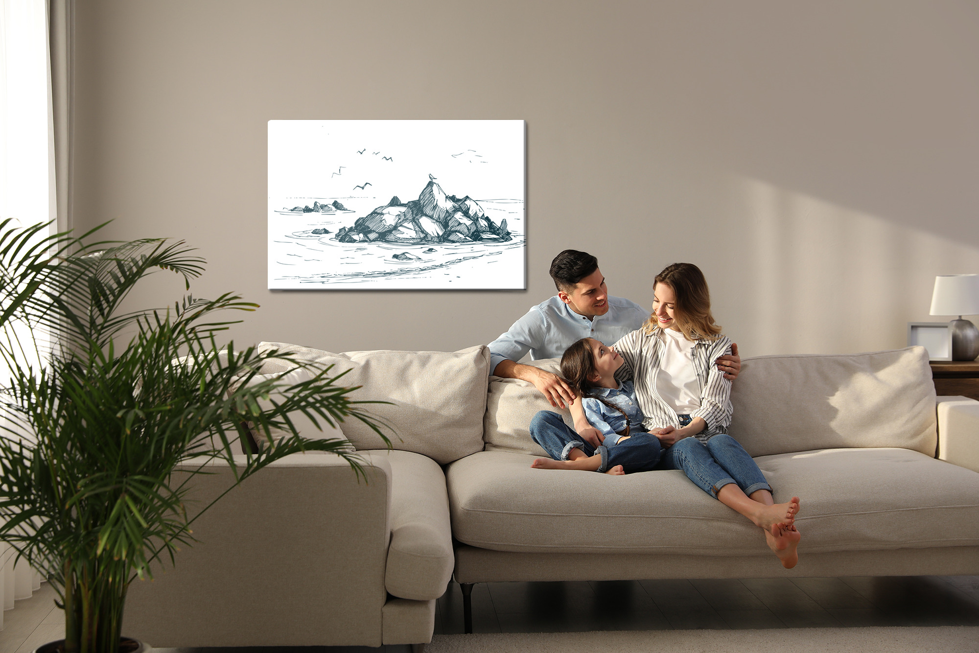 Canvas Print Minimalist Coastal Sketch - Image 8