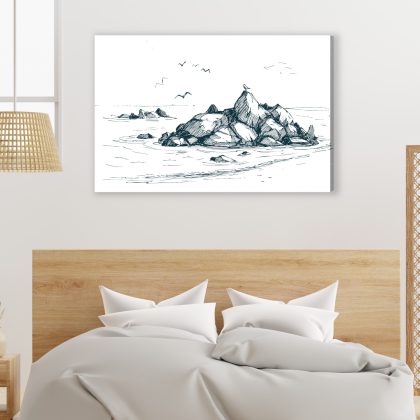 Canvas Print Minimalist Coastal Sketch