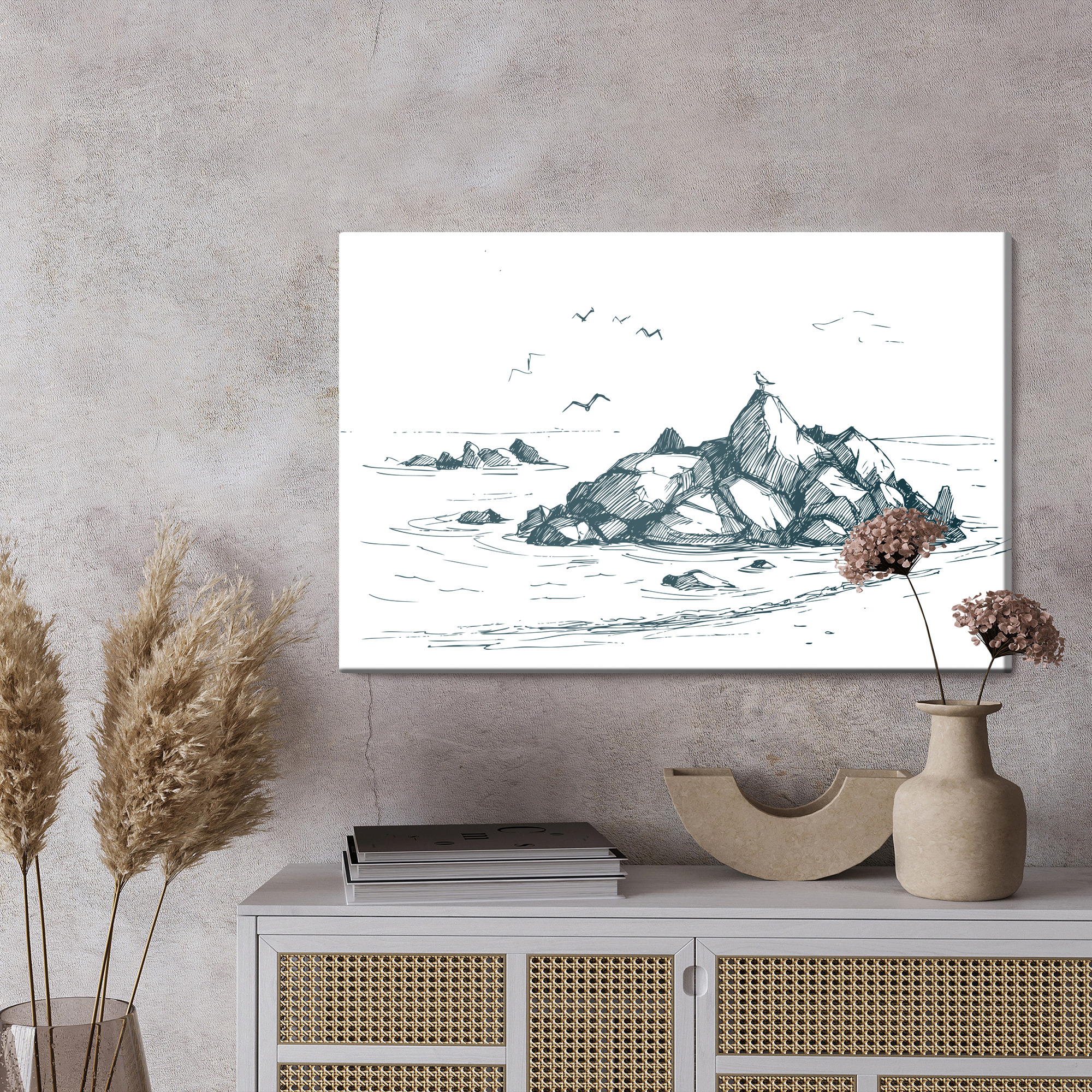 Canvas Print Minimalist Coastal Sketch - Image 4