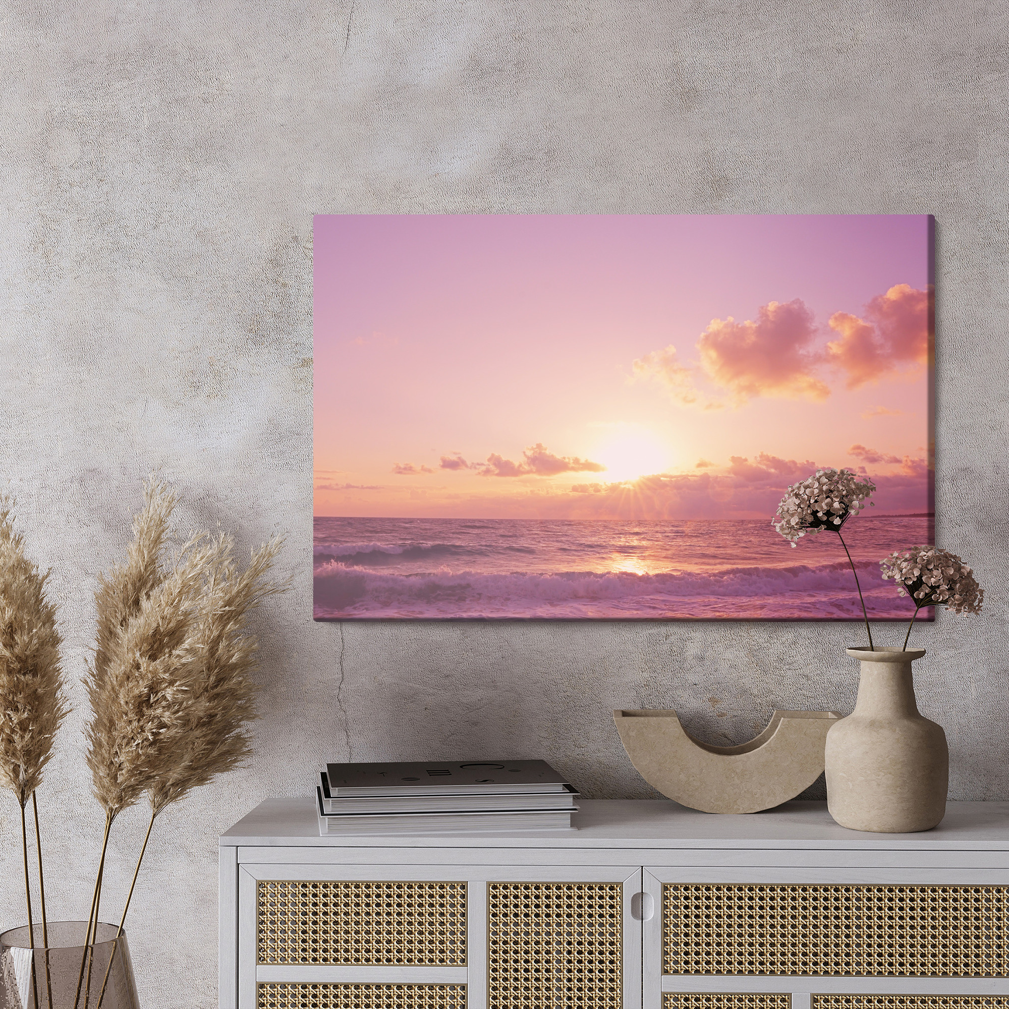 Leinwandbild Rosa Sonnenuntergang am Meer – Bild 3