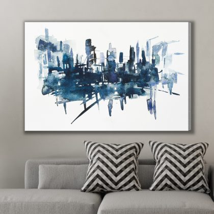Canvas Print Abstract City in Blue Tones