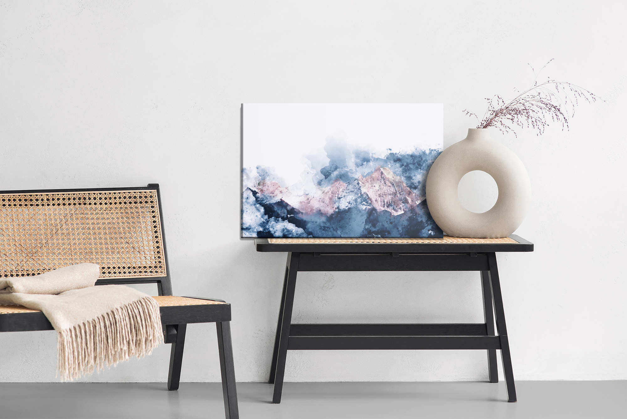 Canvas Print Mountains in Watercolor Style in Blues - Image 6