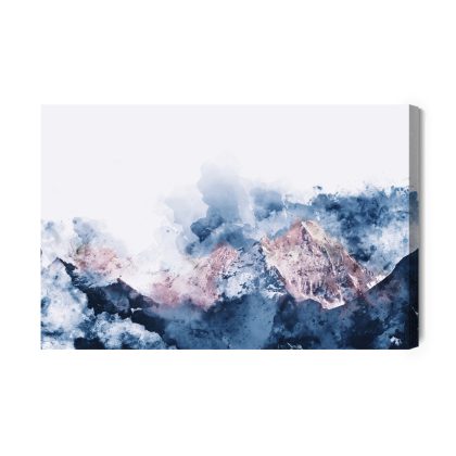 Canvas Print Mountains in Watercolor Style in Blues