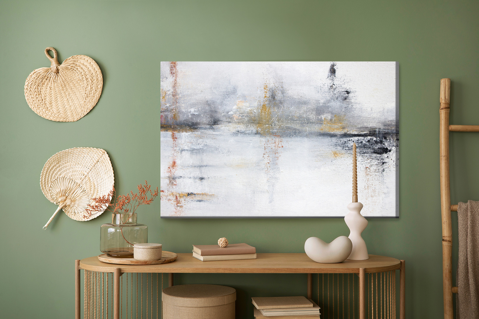 Obraz na płótnie Abstrakcyjny pejzaż we mgle ze złotem - obrazek 5