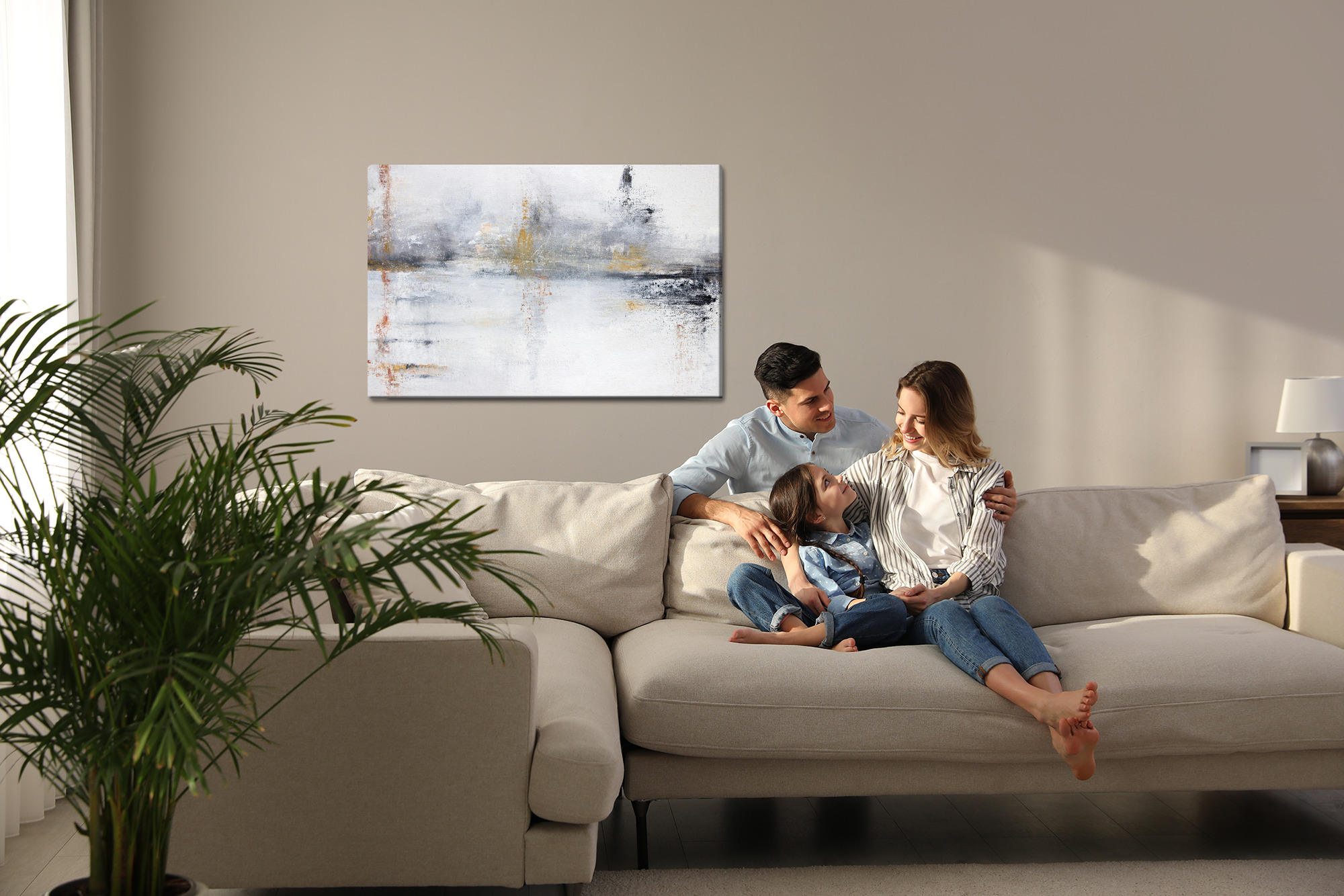 Obraz na płótnie Abstrakcyjny pejzaż we mgle ze złotem - obrazek 7