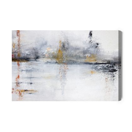 Canvas print Abstract misty landscape with gold