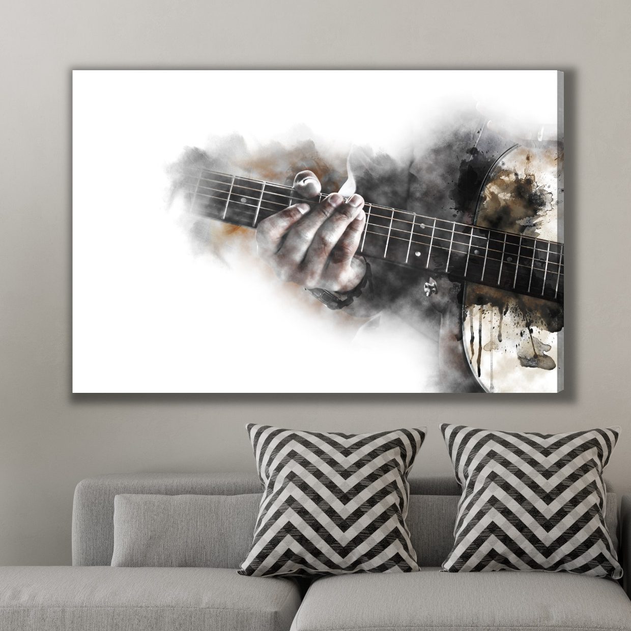 Canvas Print Abstract Guitar in the Mist