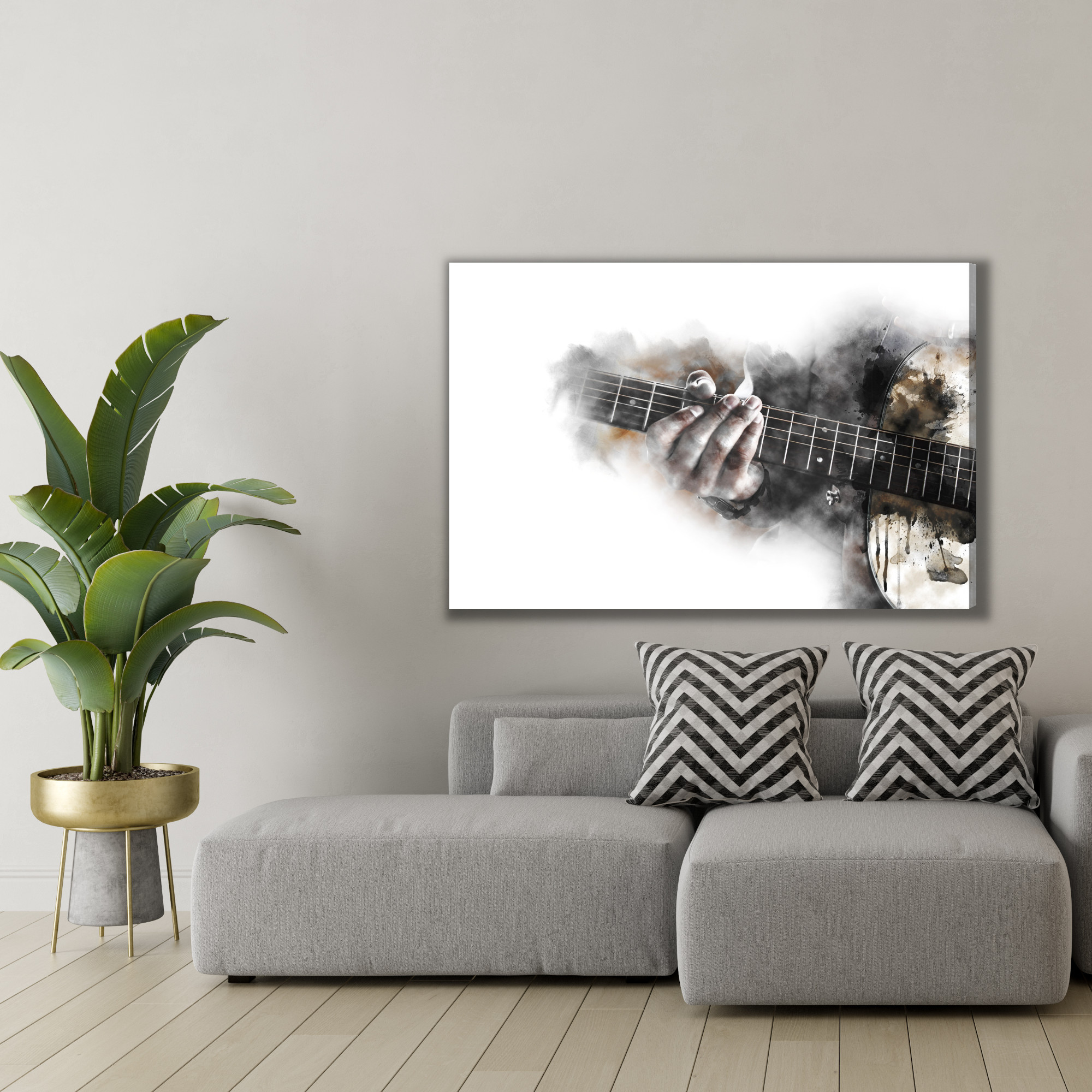 Canvas Print Abstract Guitar in the Mist - Image 3