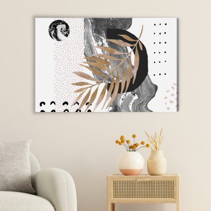 Canvas Print Abstract with a Golden Leaf