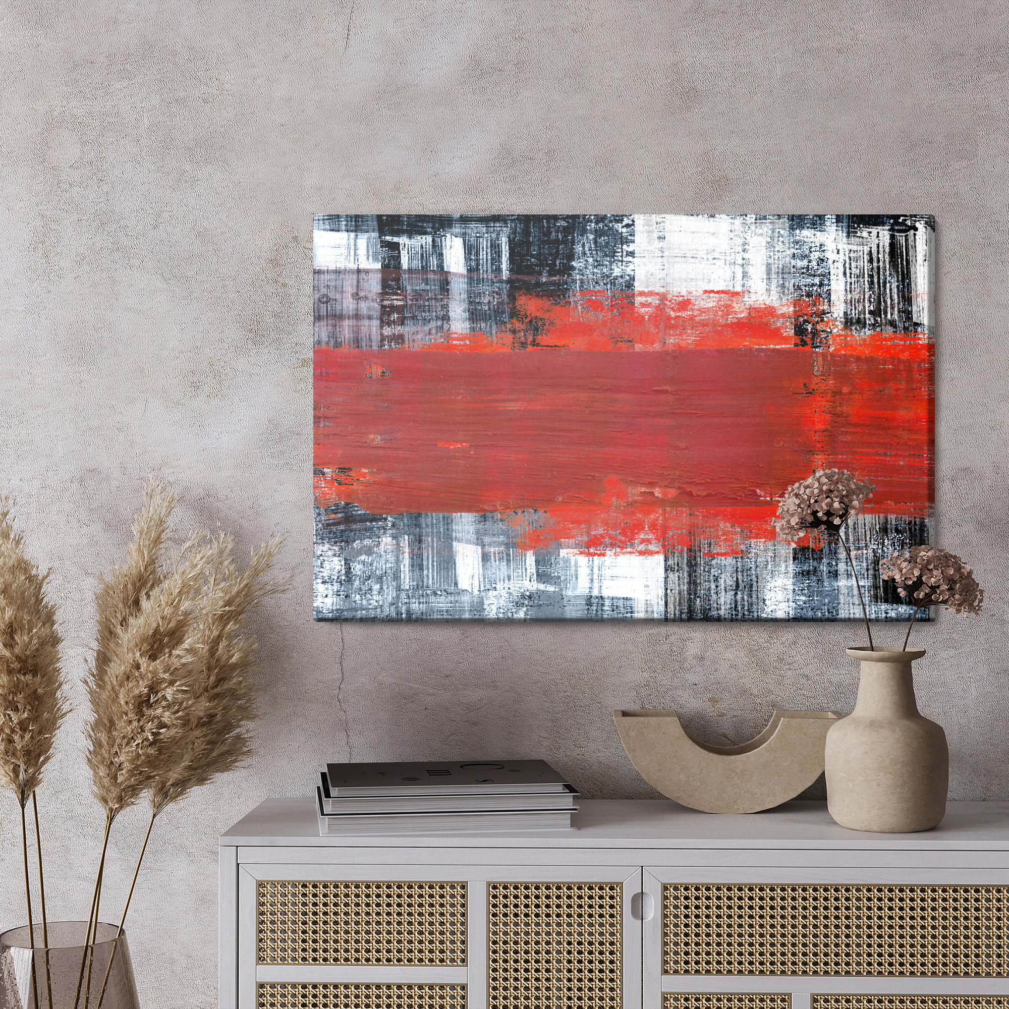 Canvas print Abstract with red and black - Image 3