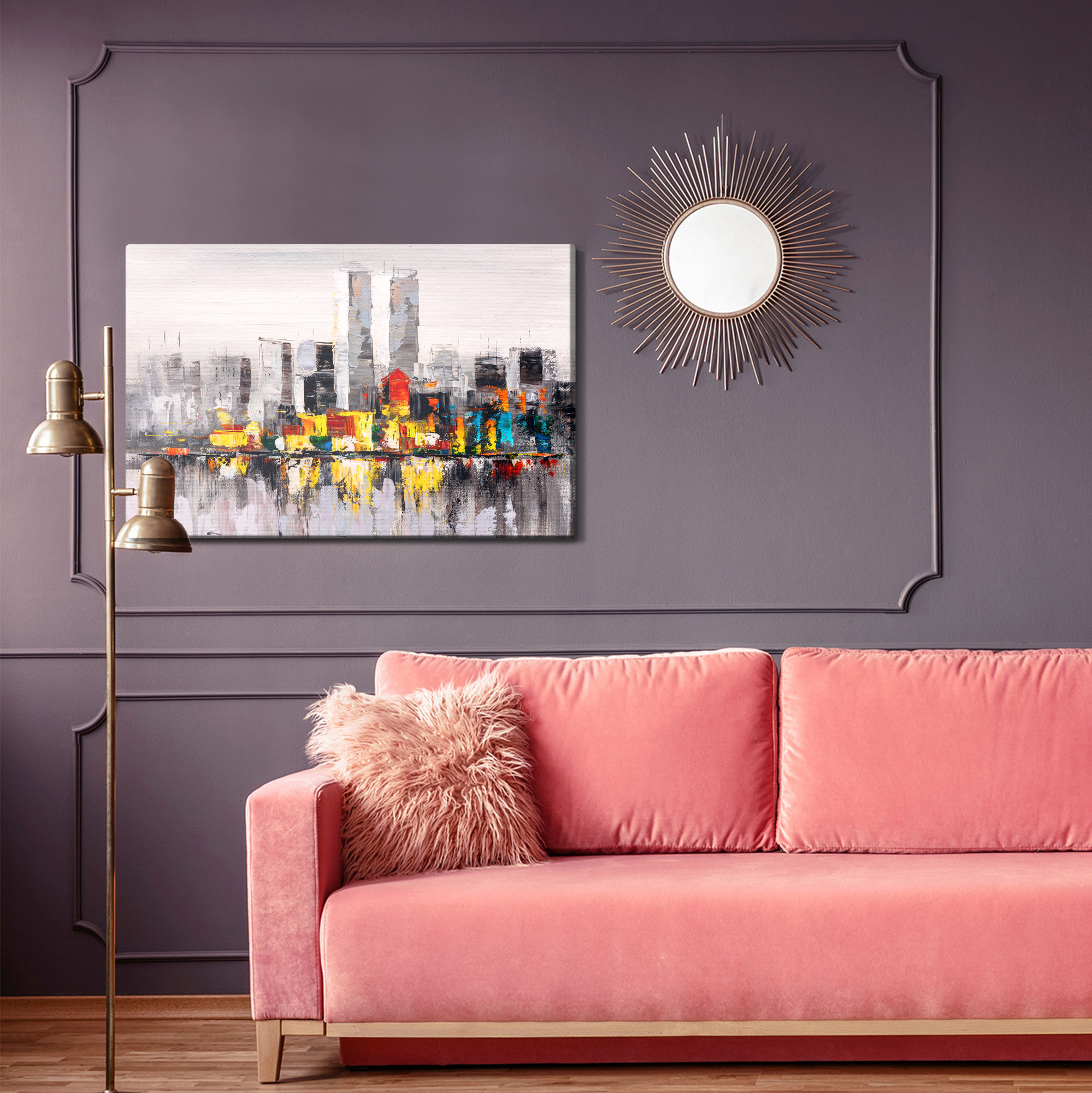 Canvas print Abstract city skyline with reflections - Image 4