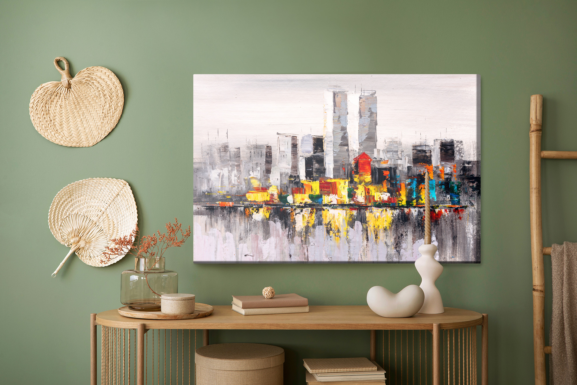 Canvas print Abstract city skyline with reflections - Image 5